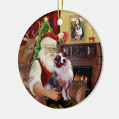 Santa - Aussie Shepherd 1 Keramik Ornament (Links)