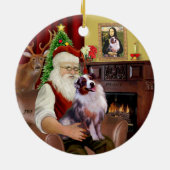 Santa - Aussie Shepherd 1 Keramik Ornament (Hinten)