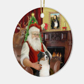 Santa-Aussie Shepherd (Tri 2) Keramik Ornament (Links)