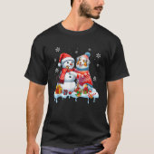 Santa Australian Shepherd Builds Snowman Christmas T-Shirt (Vorderseite)