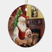 Santa - Australian Terrier Keramikornament (Links)