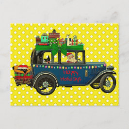 Santa Autofahren mit Katzen glückliche Ferien Postkarte