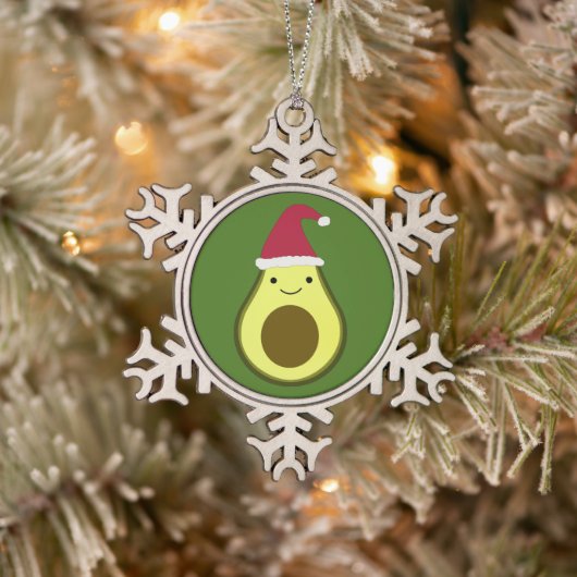 Santa Avocado Keramik Ornament (Baum)
