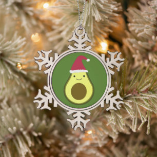 Santa-Avocado-Keramik-Ornament Schneeflocken Zinn-Ornament