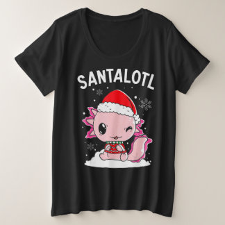 Santa Axolotl Amphibian Merry Christman Xmas Day A Große Größe T-Shirt