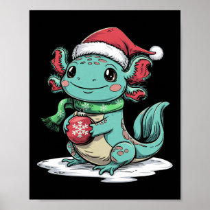 Santa Axolotl Animal Lover Winter Vibe Christmas P Poster