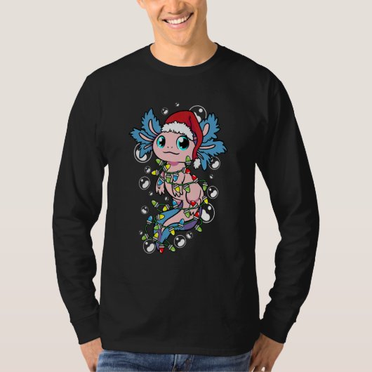 Santa Axolotl Christmas Tree Lights Xmas Axolotl T-Shirt (Vorderseite)