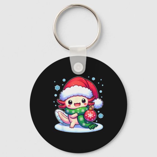 Santa Axolotl Funny Cute Xmas Funny Christmas Schlüsselanhänger (Vorderseite)
