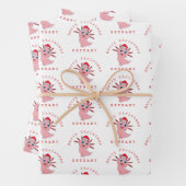 Santa Axolotl Niedliches Muster Name Frohe Weihnac Geschenkpapier Set (Beispiel)