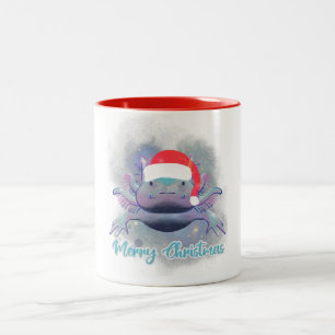 Santa Axolotl - Weihnachtsdesign im Weltraum Zweifarbige Tasse