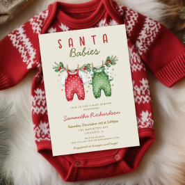 Santa Babies Christmas Twins baby shower Einladung