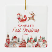 Santa Baby 1. Weihnachtsfeier Foto Ornament (Rückseite)