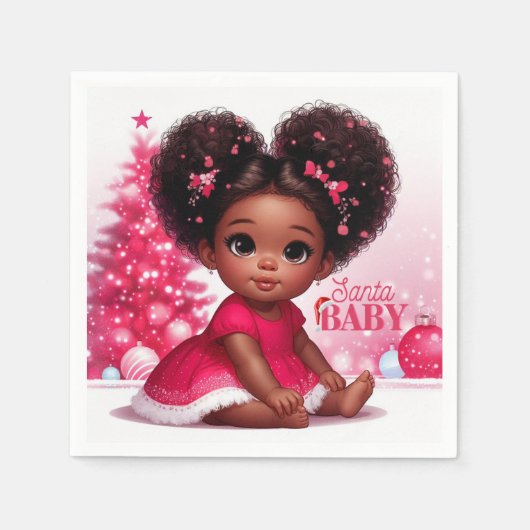 Santa Baby Afro Puff Säugling Girl Serviette (Vorderseite)