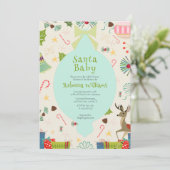 Santa Baby Atomic Mitte Jahrhundert Moderne Babydu Einladung (Stehend Vorderseite)