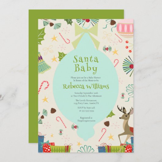 Santa Baby Atomic Mitte Jahrhundert Moderne Babydu Einladung (Vorne/Hinten)