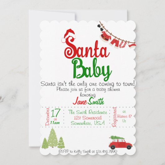 Santa Baby Baby Dusche Einladung (Vorderseite)