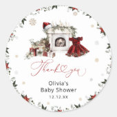 Santa Baby Baby Dusche Vielen Dank Runder Aufkleber (Vorderseite)