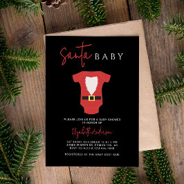 Santa Baby Baby Dusche Weihnachten Modernes Black  Einladung