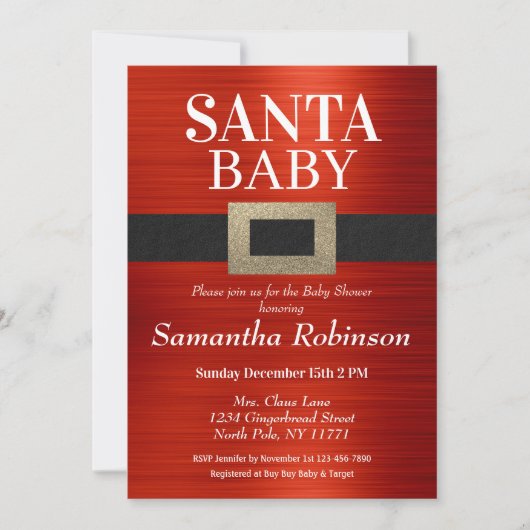 Santa Baby Baby Duwer Weihnachtsgeschlecht neutral Einladung (Vorderseite)