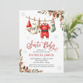 Santa Baby Baby Shower Einladung (Stehend Vorderseite)