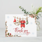Santa Baby Baby Shower Thank You Card Einladung (Stehend Vorderseite)