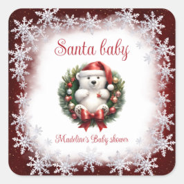 Santa Baby Bear Weihnachtsbabyaufkleber Quadratischer Aufkleber