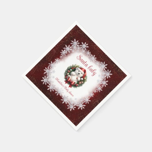 Santa Baby Bear Weihnachtsdusche Napkins Serviette (Ecke)