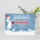 Santa Baby Blue and Red Christmas Baby Dusche Einladung (Stehend Vorderseite)
