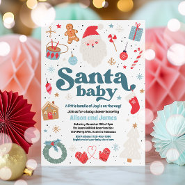 Santa Baby Blue and Red Christmas Baby Dusche Einladung