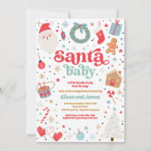 Santa Baby Blue Boy Weihnachtsdusche Einladung (Vorderseite)