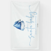 Santa Baby Blue Hat Weihnachtsferien Baby Dusche Banner (Vertikal)