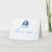 Santa Baby Blue Hat Weihnachtsferien Baby Dusche Dankeskarte (Vorderseite)