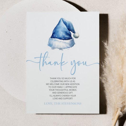 Santa Baby Blue Hat Weihnachtsferien Baby Dusche Dankeskarte