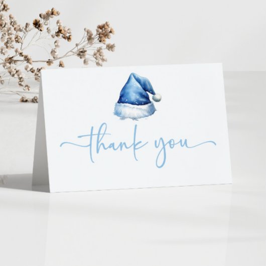 Santa Baby Blue Hat Weihnachtsferien Baby Dusche Dankeskarte