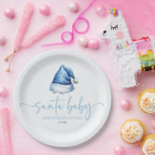 Santa Baby Blue Hat Weihnachtsferien Baby Dusche Pappteller (Party)