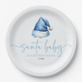 Santa Baby Blue Hat Weihnachtsferien Baby Dusche Pappteller (Vorderseite)