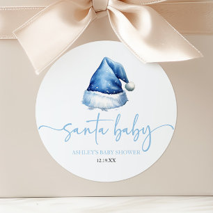 Santa Baby Blue Hat Weihnachtsferien Baby Dusche Runder Aufkleber