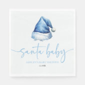 Santa Baby Blue Hat Weihnachtsferien Baby Dusche Serviette (Vorderseite)