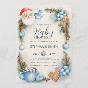 Santa Baby Blue Winter Baby Shower Einladung