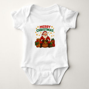 Santa Baby-Body – Frohe Weihnachten Holiday-Gesche Baby Strampler