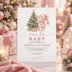 Santa Baby Bunny Weihnachts-Baby-Shower-Einladung Einladung