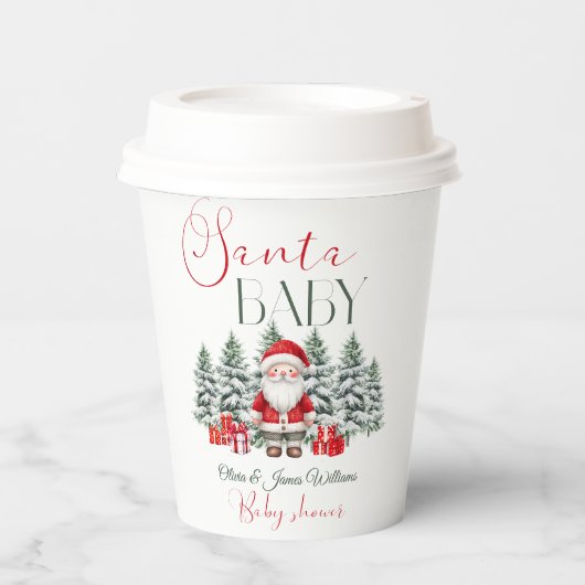 Santa Baby Christmas Baby Baby Dusche Willkommen Pappbecher (Vorderseite)