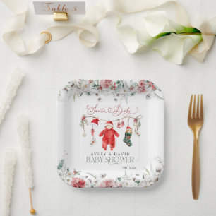 Santa Baby Christmas Baby Baby Dusche Willkommen Pappteller