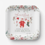 Santa Baby Christmas Baby Baby Dusche Willkommen Pappteller (Vorderseite)