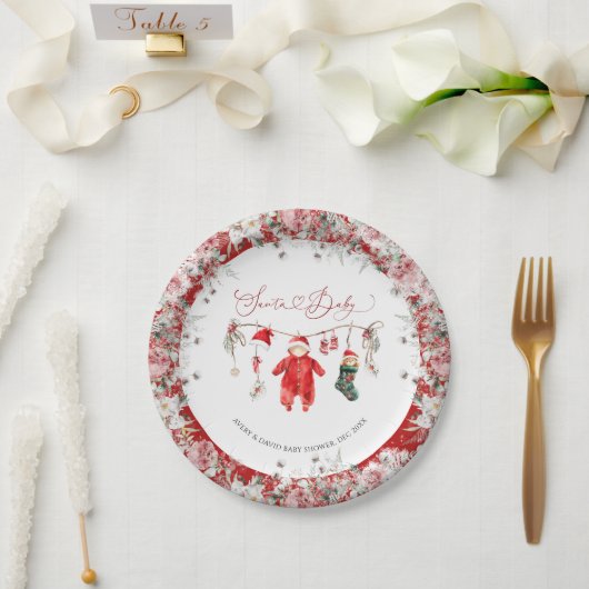 Santa Baby Christmas Baby Baby Dusche Willkommen Pappteller (Hochzeit)