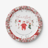 Santa Baby Christmas Baby Baby Dusche Willkommen Pappteller (Vorderseite)