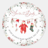Santa Baby Christmas Baby Baby Dusche Willkommen Runder Aufkleber (Vorderseite)