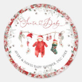 Santa Baby Christmas Baby Baby Dusche Willkommen Runder Aufkleber (Vorderseite)