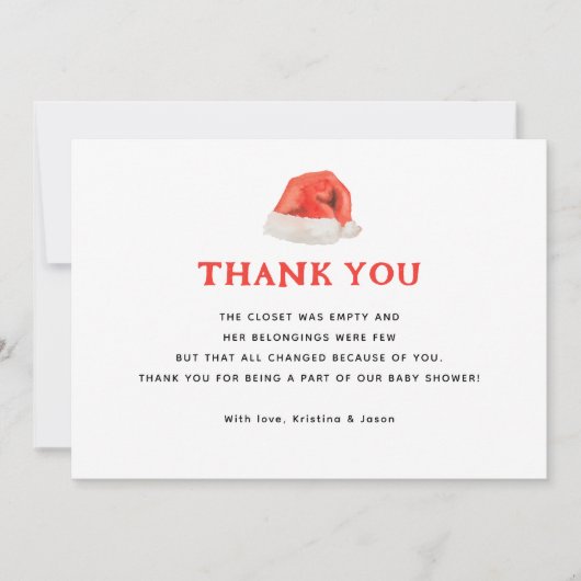 Santa Baby Christmas Baby Dusche Dankeskarte (Vorderseite)