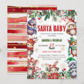 Santa Baby Christmas Baby Dusche Einladung (Vorne/Hinten)